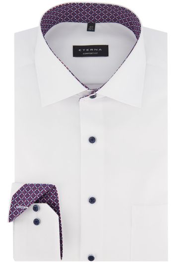 Eterna overhemd mouwlengte 7 Comfort Fit wit katoen strijkvrij