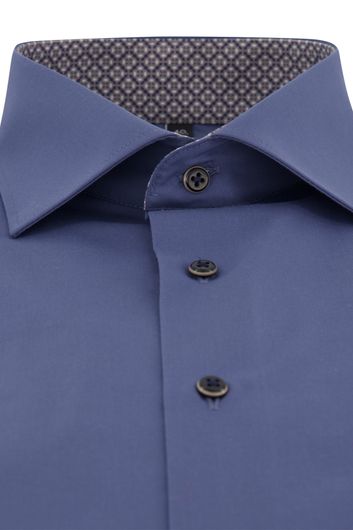 Eterna overhemd mouwlengte 7  wijde fit blauw effen 100% katoen
