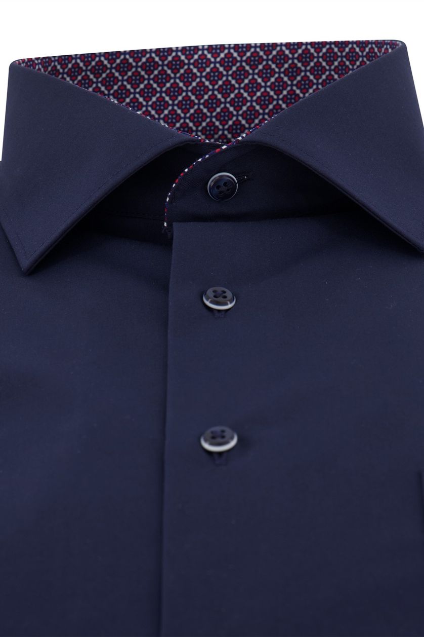Eterna overhemd mouwlengte 7 Comfort Fit donkerblauw effen katoen 100%