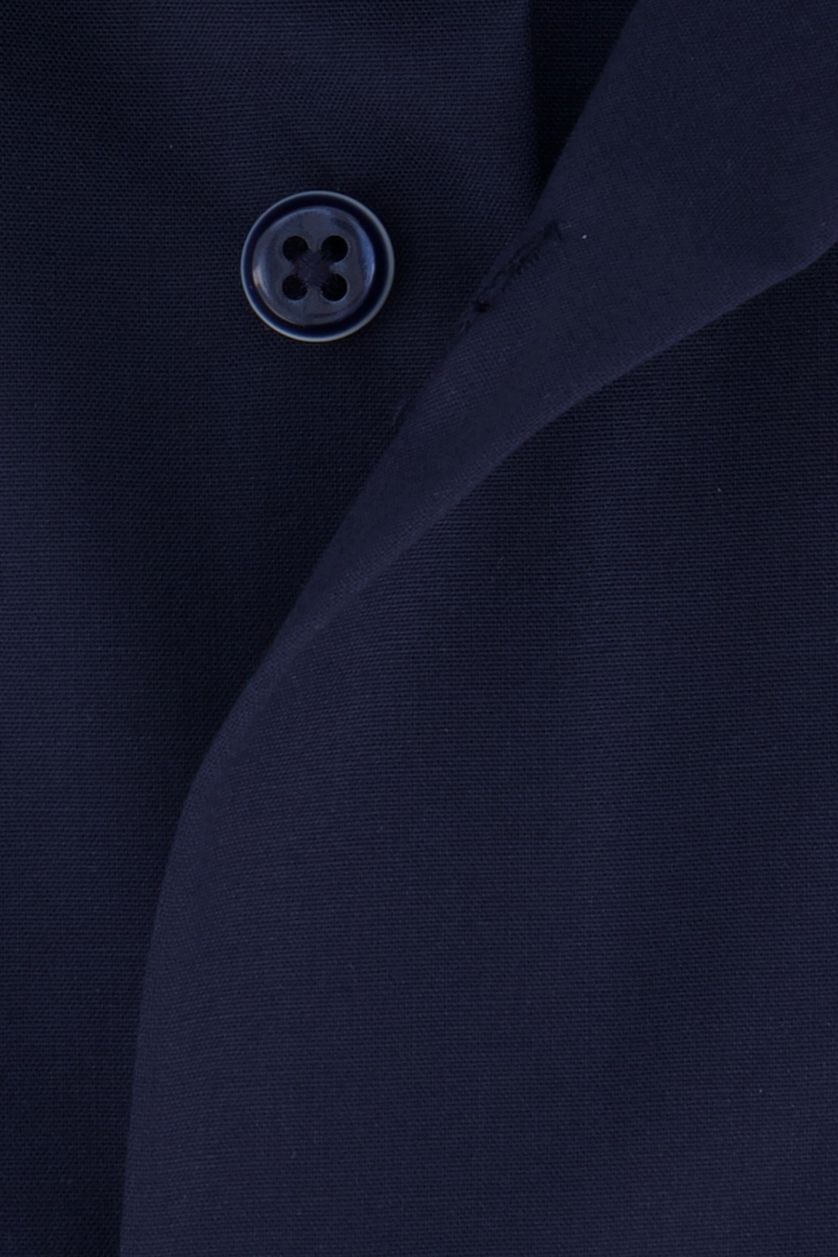 Eterna overhemd mouwlengte 7 Comfort Fit donkerblauw effen katoen 100%