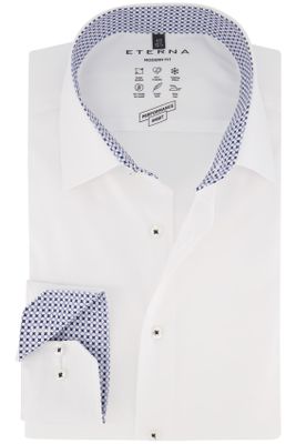 Eterna Eterna overhemd mouwlengte 7 Modern Fit wit effen semi-wide spread boord