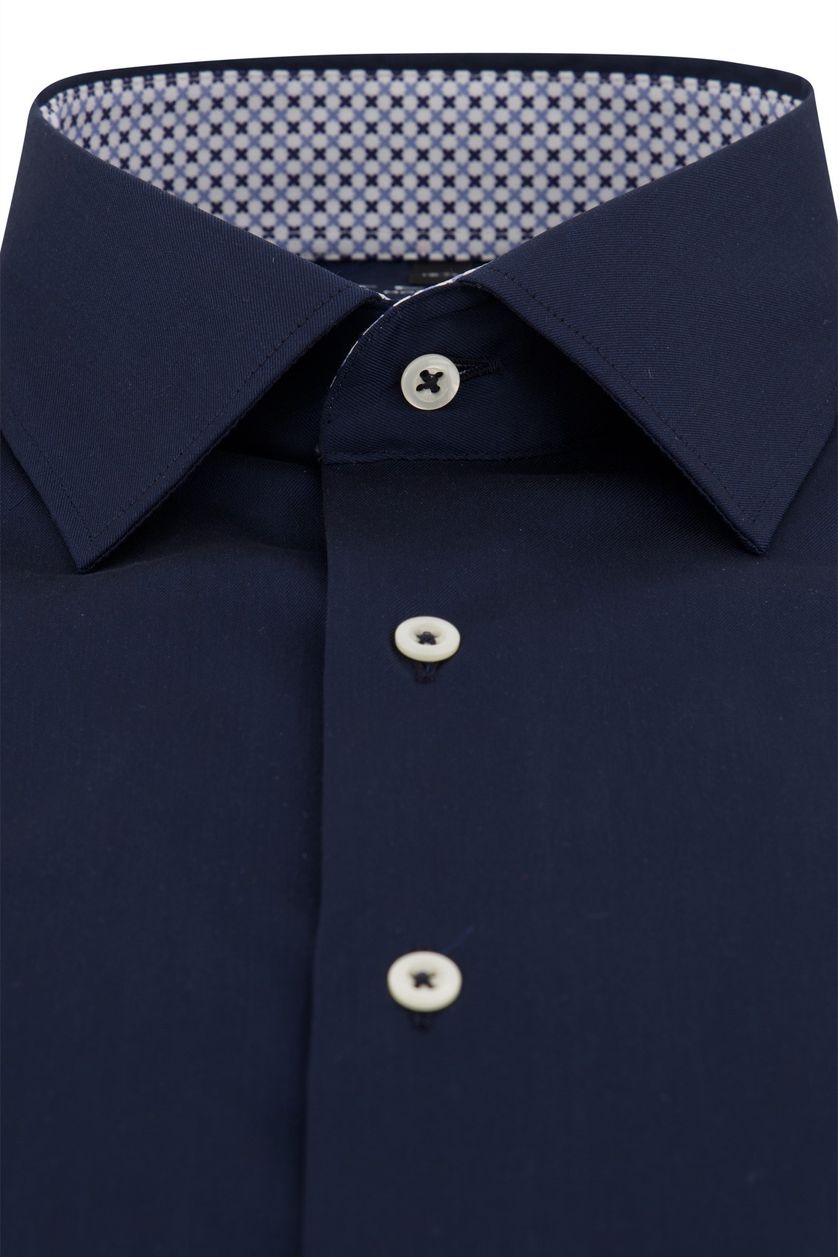 Eterna business overhemd mouwlengte 7 Modern Fit donkerblauw effen 100% katoen