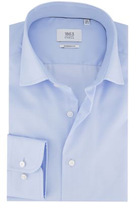 Eterna Eterna zakelijk overhemd mouwlengte 7 Modern Fit lichtblauw effen katoen normale fit