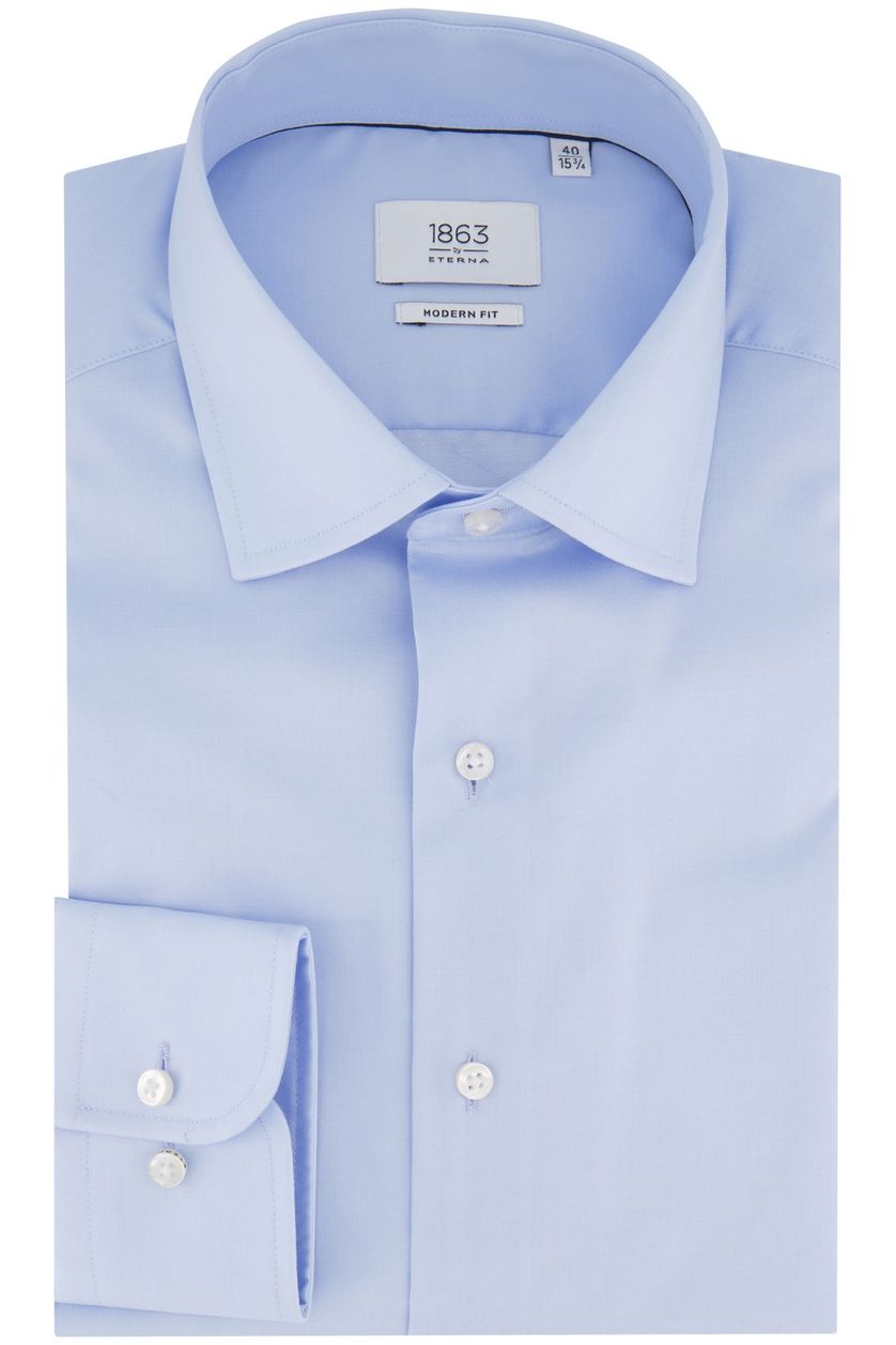 Eterna zakelijk overhemd mouwlengte 7 Modern Fit lichtblauw effen katoen normale fit