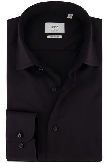 Eterna overhemd mouwlengte 7 Modern Fit semi-wide spread boord zwart effen