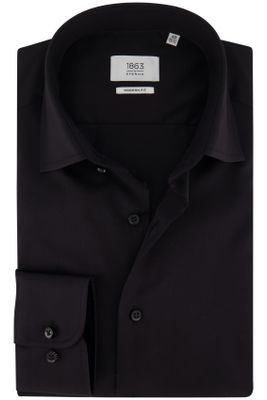 Eterna Eterna overhemd mouwlengte 7 Modern Fit semi-wide spread boord zwart effen