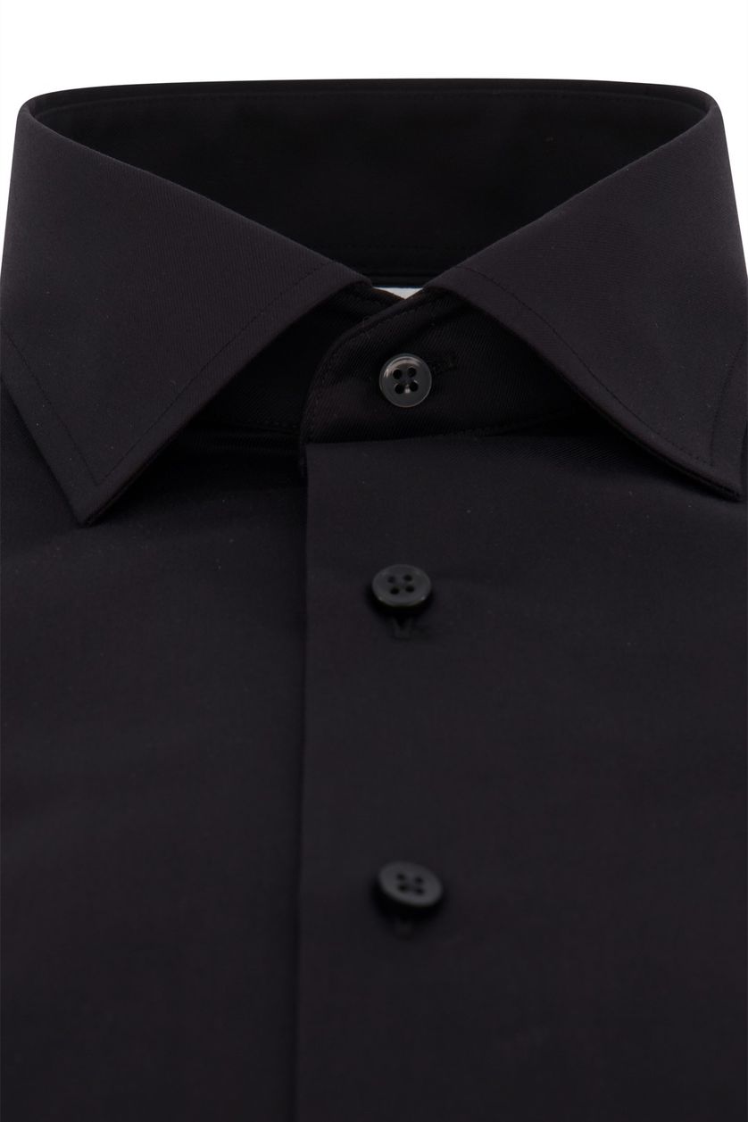 Eterna overhemd mouwlengte 7 Modern Fit zwart effen semi-wide spread boord