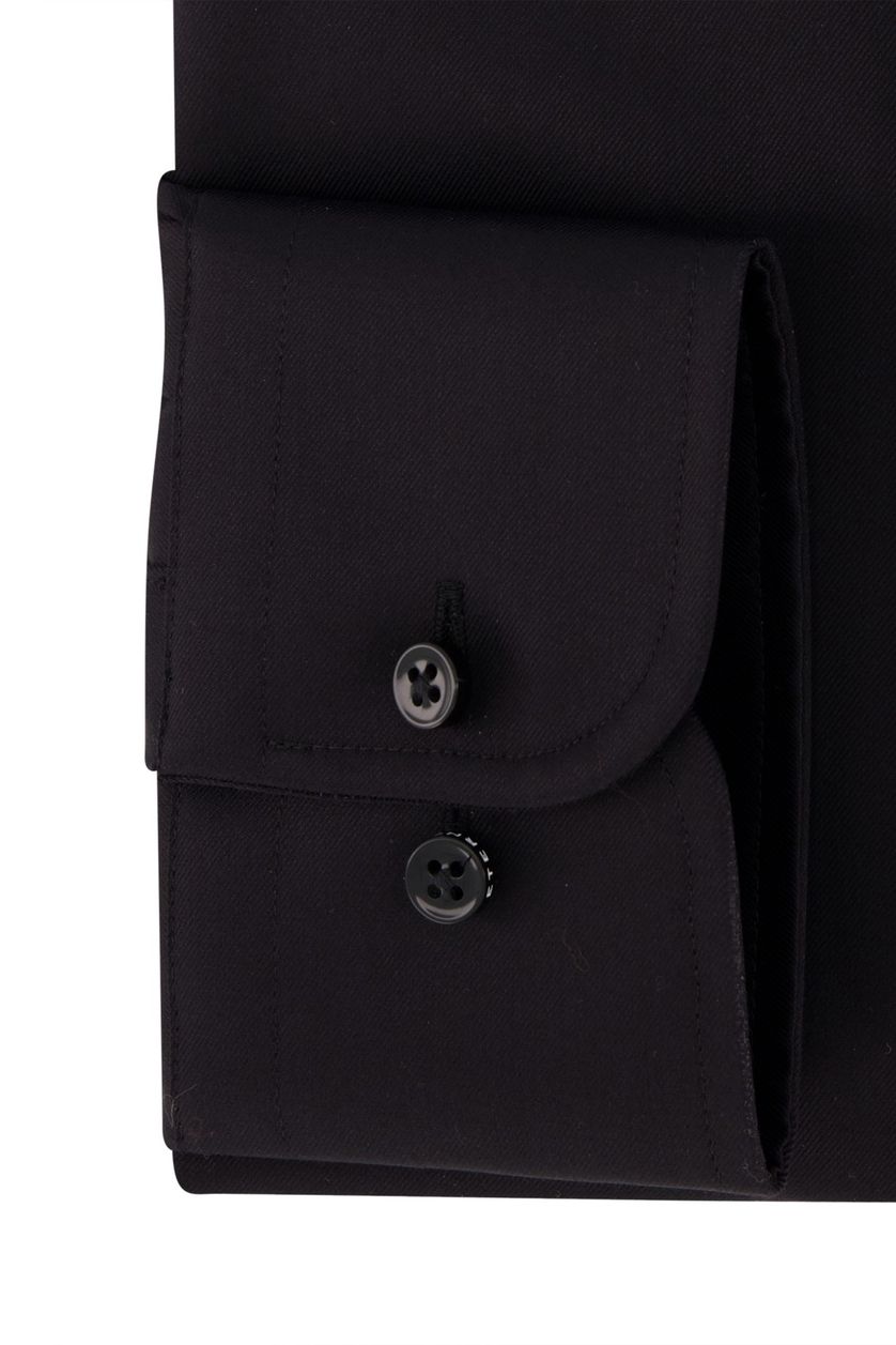 Eterna overhemd mouwlengte 7 Modern Fit zwart effen semi-wide spread boord