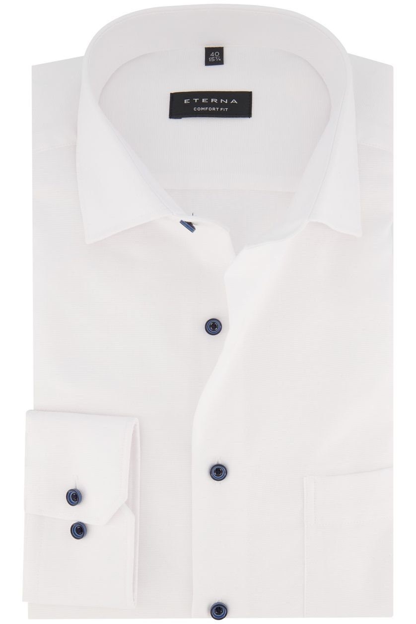 Eterna casual overhemd mouwlengte 7 Comfort Fit wit effen katoen wijde fit