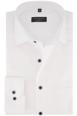 Eterna Eterna overhemd mouwlengte 7 Comfort Fit wijde fit wit effen 100% katoen