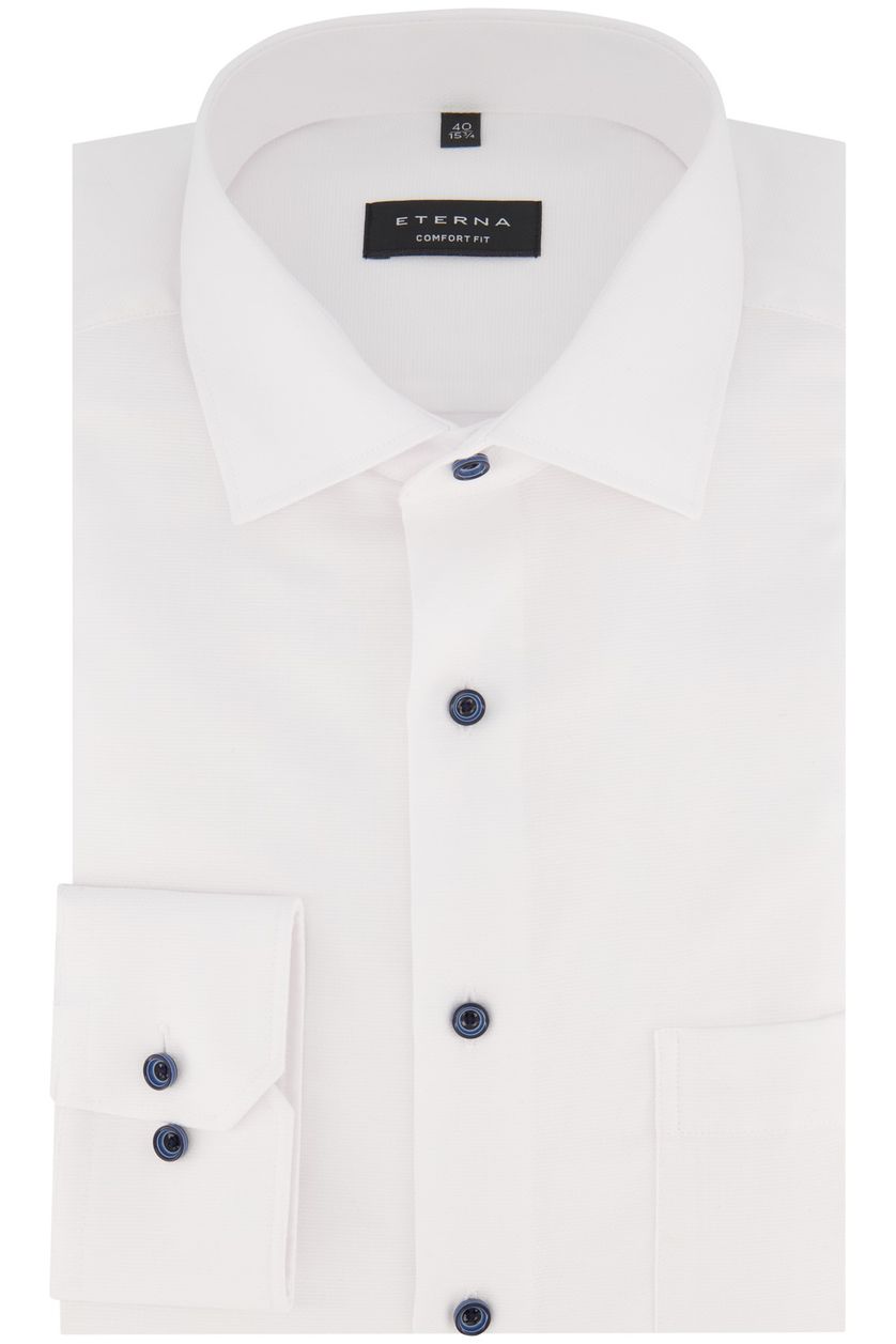 Eterna casual overhemd mouwlengte 7 Comfort Fit wit effen katoen wijde fit