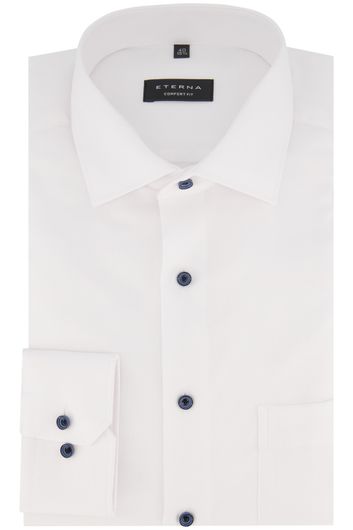 Eterna overhemd mouwlengte 7 Comfort Fit wijde fit wit effen 100% katoen