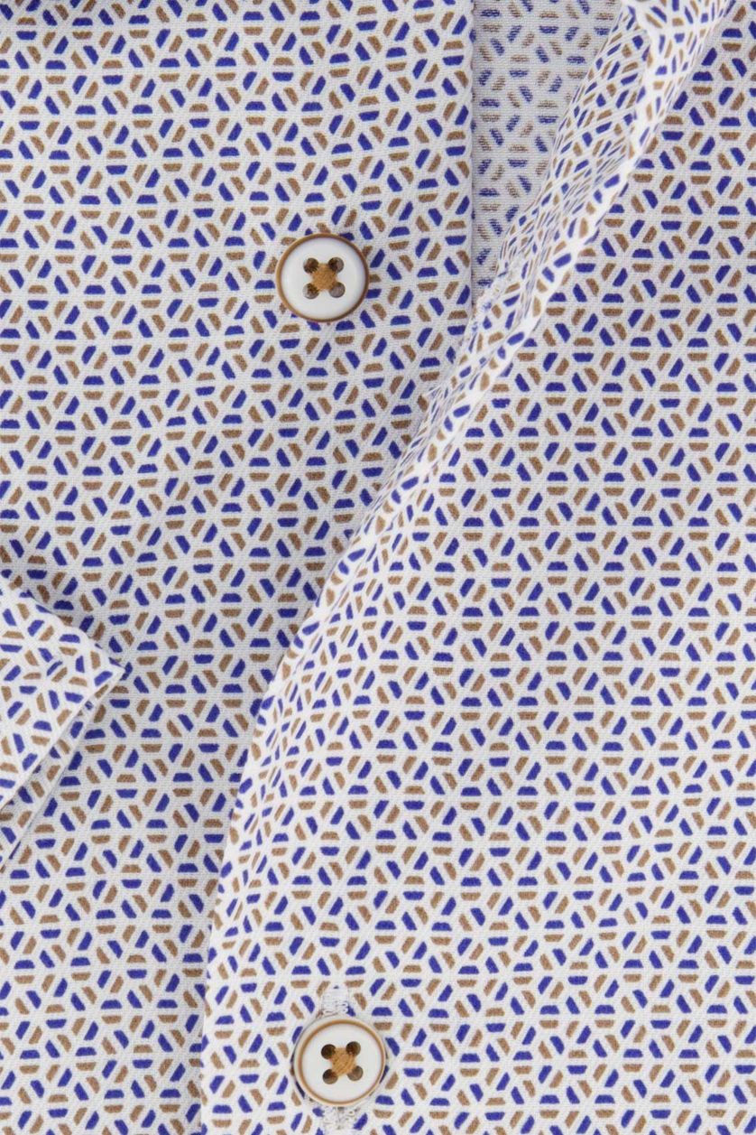 Eterna overhemd strijkvrij korte mouw Modern Fit normale fit blauw geprint katoen