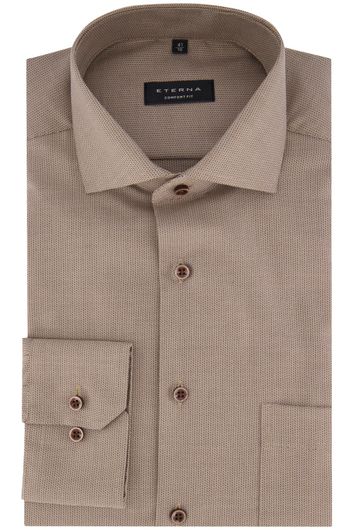 Eterna business overhemd Comfort Fit wijde fit bruin geprint 