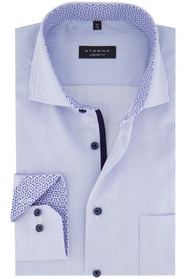 Eterna Eterna business overhemd Comfort Fit lichtblauw met wit gestreept katoen