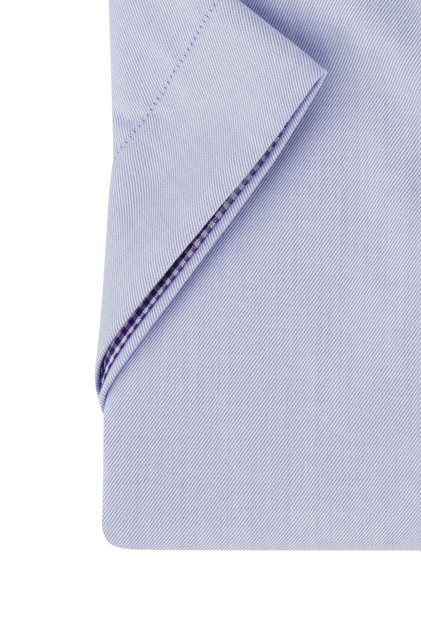 Portofino casual overhemd korte mouw blauw effen geruite kraag katoen regular fit