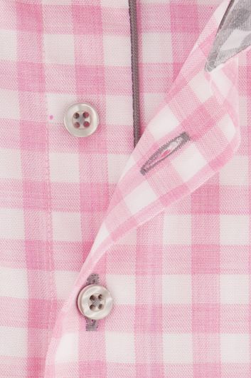Portofino overhemd korte mouw roze geruit