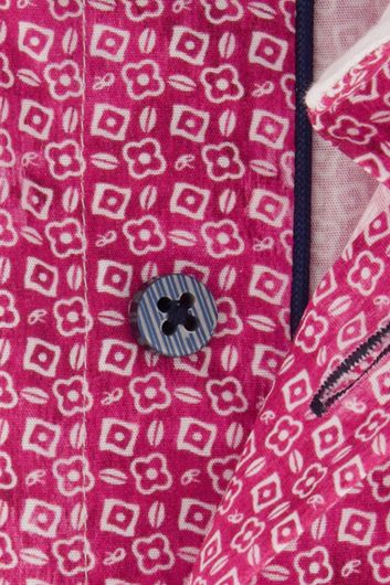 casual overhemd korte mouw Portofino roze geprint katoen wijde fit 