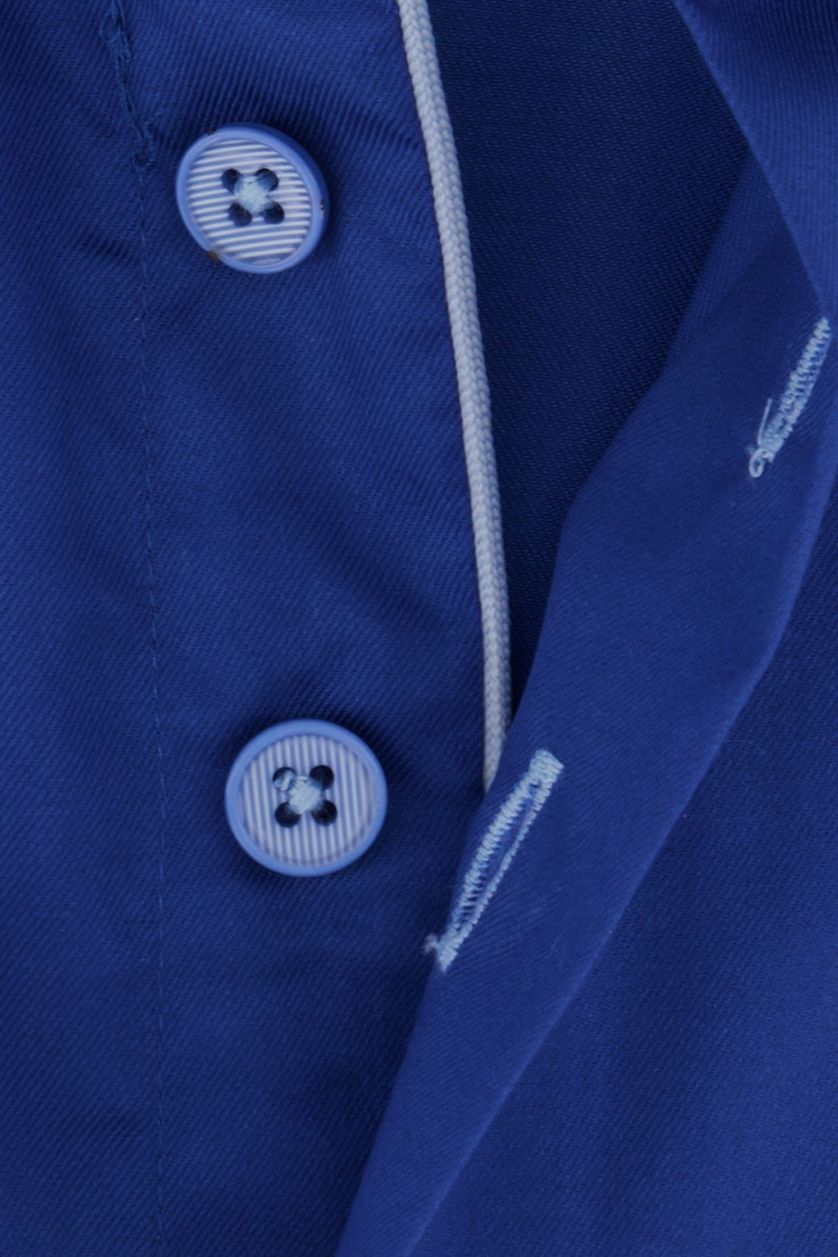 Portofino casual overhemd mouwlengte 7 donkerblauw effen kraag geprint katoen tailored fit