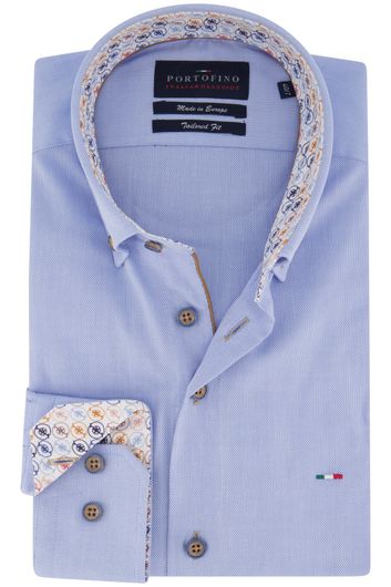Portofino blauw overhemd mouwlengte 7 tailored fit