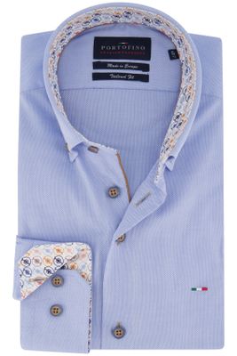 Portofino Portofino blauw overhemd mouwlengte 7 tailored fit