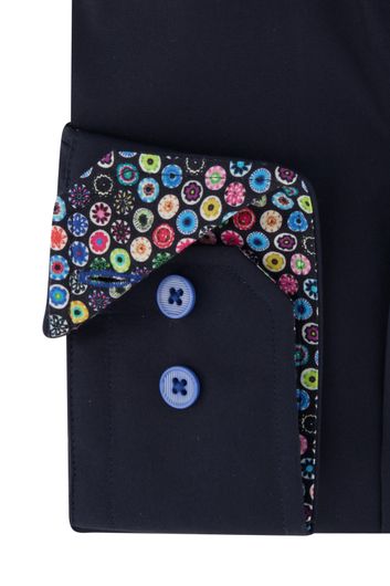 Portofino overhemd tailored fit mouwlengte 7 donkerblauw