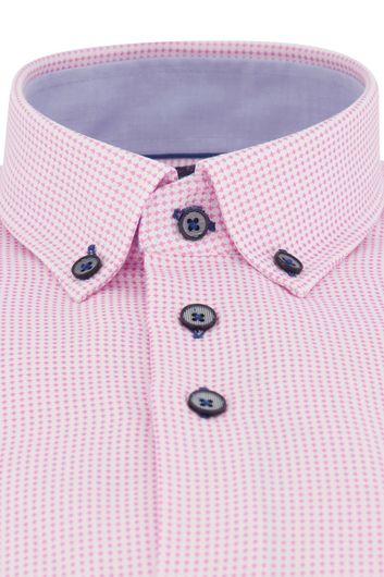 casual overhemd mouwlengte 7 Portofino roze geprint katoen normale fit 