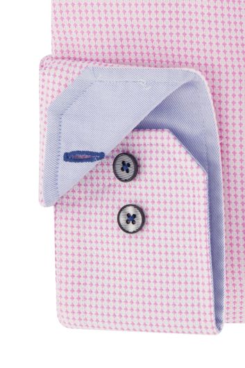 casual overhemd mouwlengte 7 Portofino roze geprint katoen normale fit 