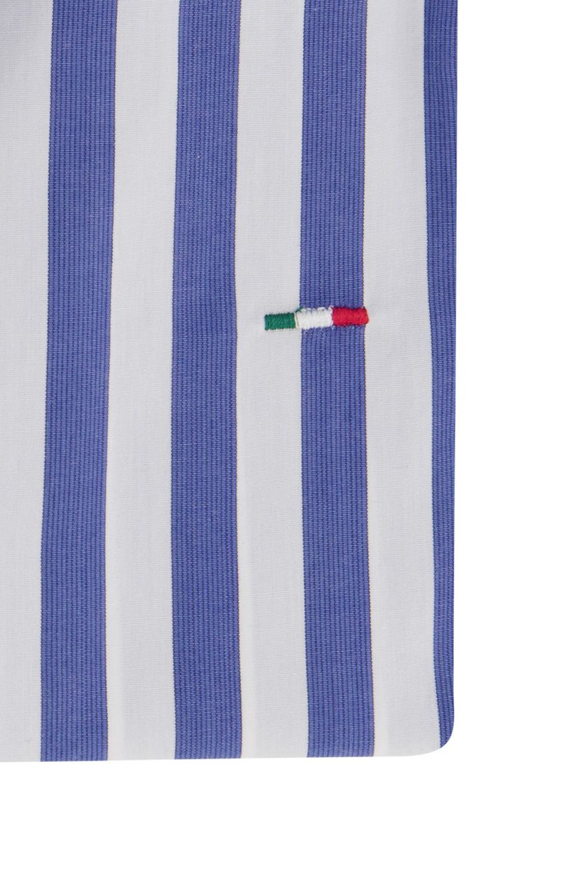 Portofino overhemd tailored fit blauw wit gestreept mouwlengte 7