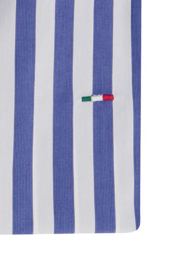 Portofino tailored fit overhemd mouwlengte 7 blauw wit gestreept