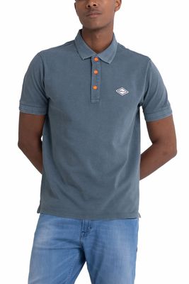 Replay Replay polo normale fit blauw 3-knoops katoen