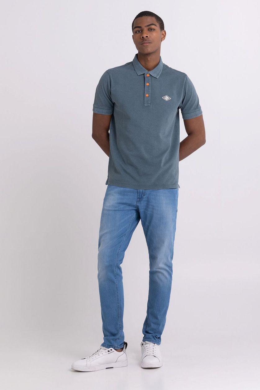 Replay polo normale fit blauw 3-knoops katoen