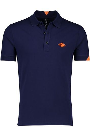 Replay polo normale fit donkerblauw effen katoen 3 knoops