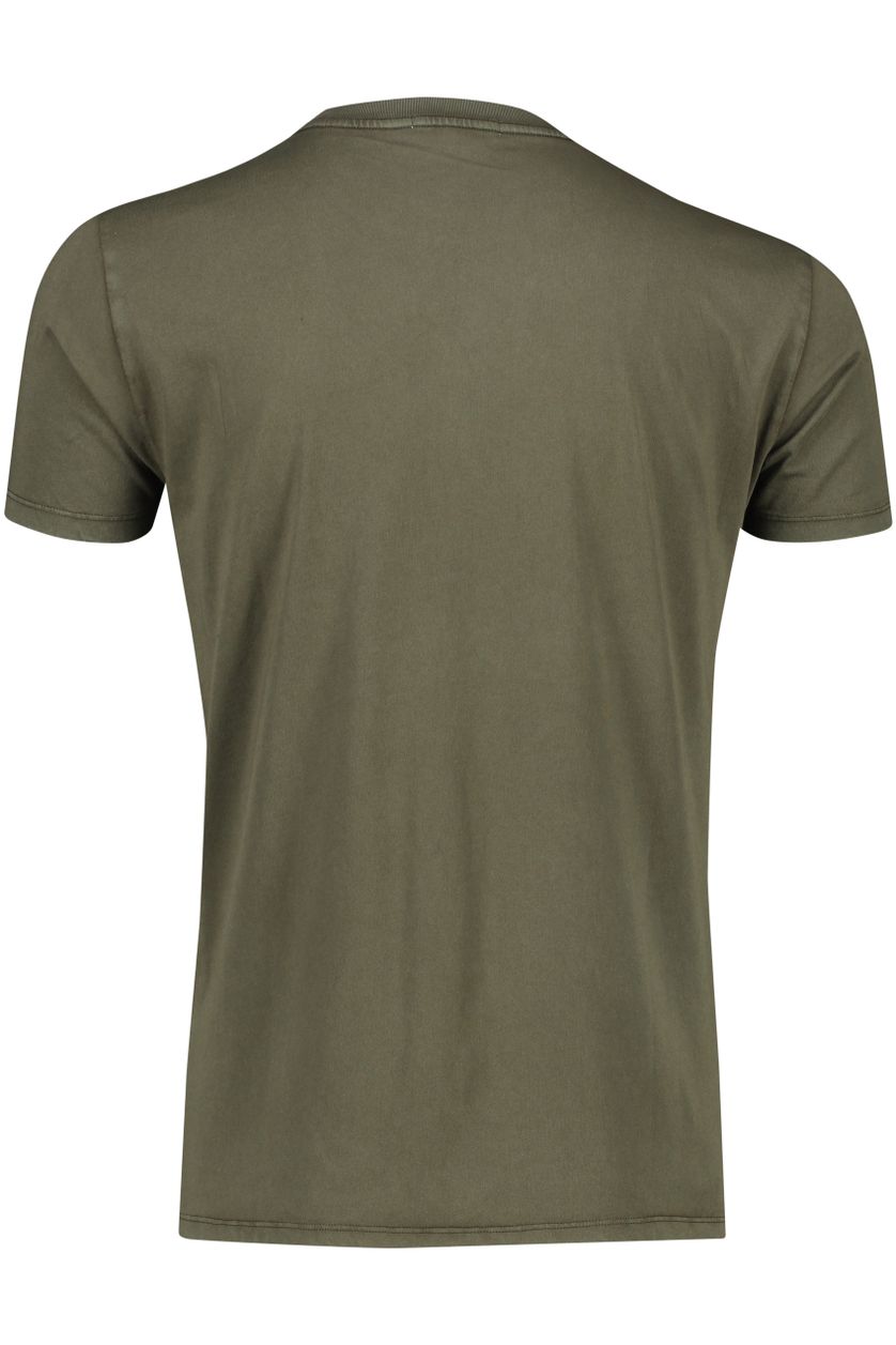 Replay t-shirt groen effen normale fit katoen 100%