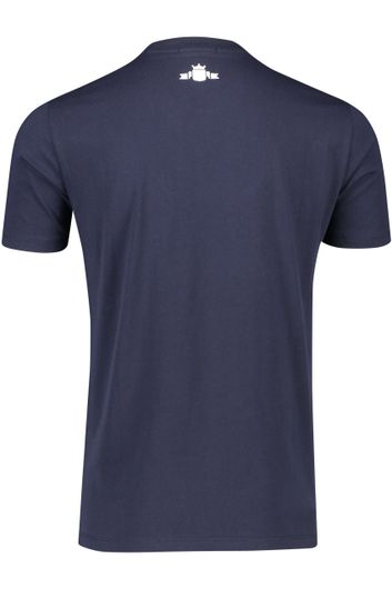 Replay t-shirt donkerblauw effen met opdruk normale fit katoen ronde hals