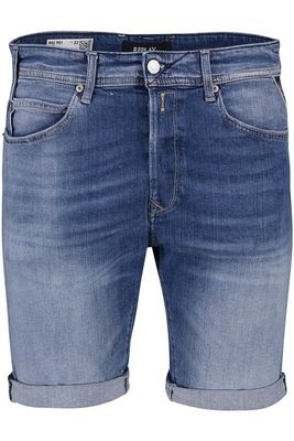 Replay Replay korte broek jeans blauw effen katoen slim fit