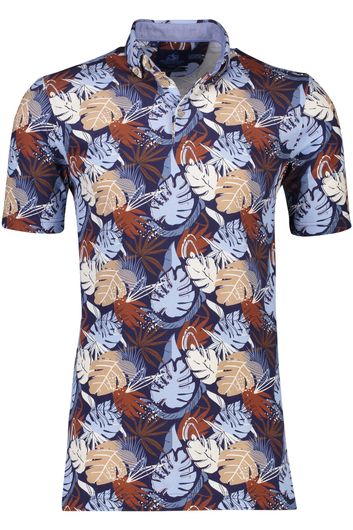 polo Eden Valley blauw geprint normale fit