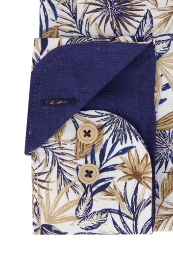 Eden Valley casual overhemd mouwlengte 7 Modern Fit donkerblauw geprint linnen