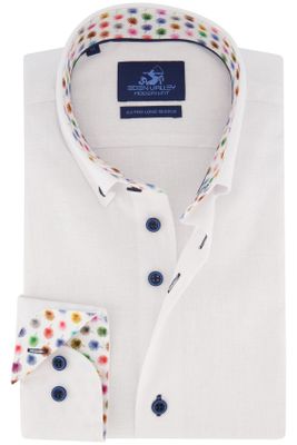 Eden Valley Eden Valley overhemd mouwlengte 7 modern fit wit linnen kraag geprint