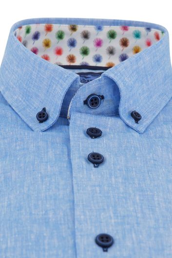 Eden Valley overhemd mouwlengte 7 modern fit blauw button-down linnen