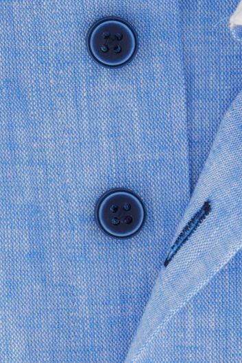 overhemd mouwlengte 7 Eden Valley blauw effen linnen normale fit 