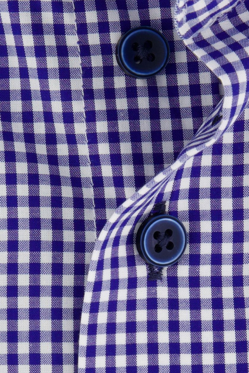 Eden Valley overhemd korte mouw wijde fit blauw geruit katoen button down