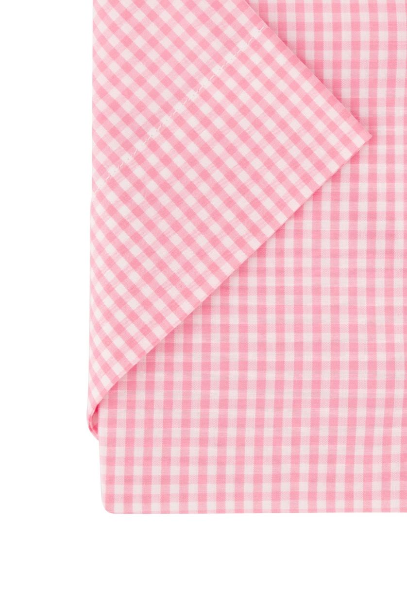 Korte mouw overhemd Eden Valley casual wijde fit roze geruit katoen