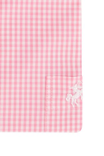 Overhemd Eden Valley casual korte mouw wijde fit roze geruit katoen