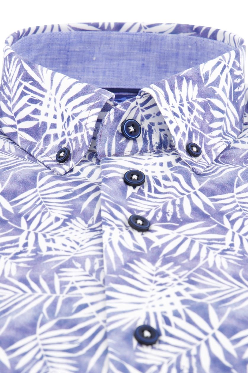 Eden Valley casual overhemd normale fit geprint bloemen paars katoen 