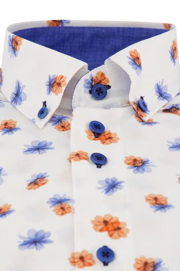 Overhemd Eden Valley casual normale fit wit geprint katoen