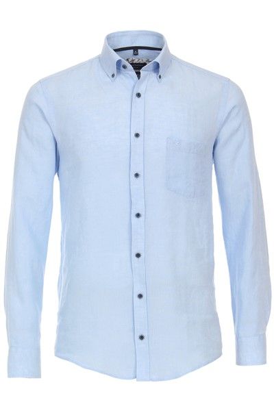 Casual Casa Moda overhemd lichtblauw effen linnen normale fit
