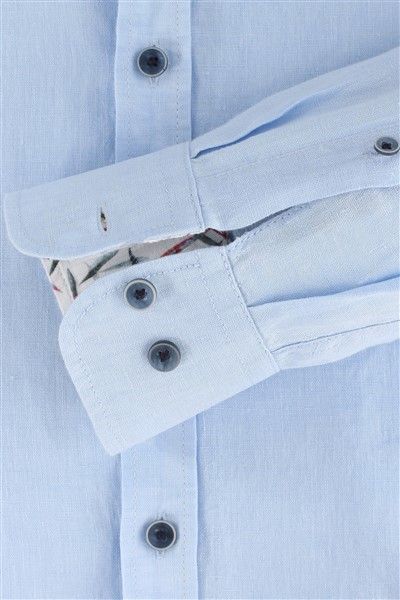 Casual Casa Moda overhemd lichtblauw effen linnen normale fit