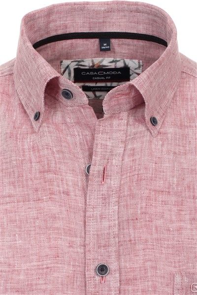 Casual Casa Moda overhemd roze effen linnen normale fit