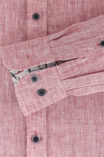 Linnen Casa Moda casual overhemd normale fit roze effen